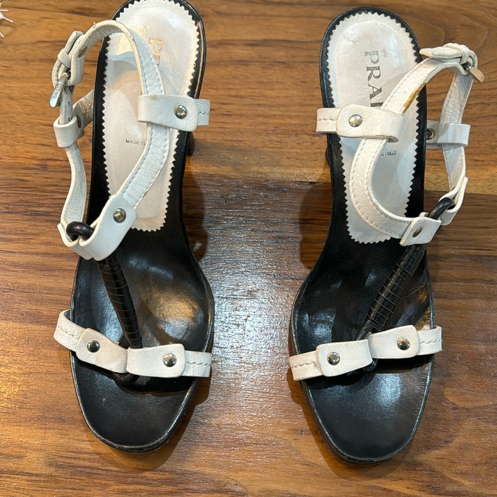 Black And White Prada Sandals